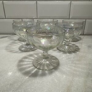 Vintage Coupe Cocktail Cut/Etched Glass Stemware, Champagne Short stem (6)‎